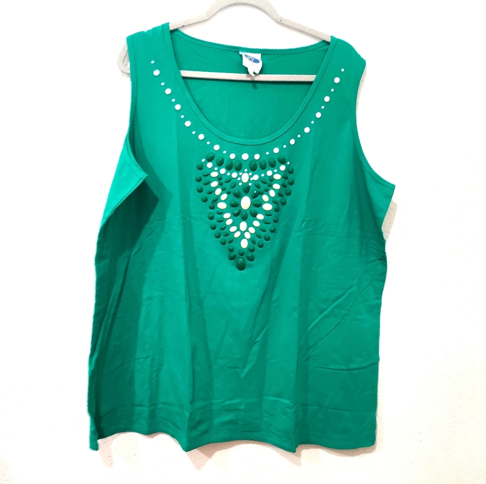 NWOT Diane Gilman 2X Green Sleeveless Blouse